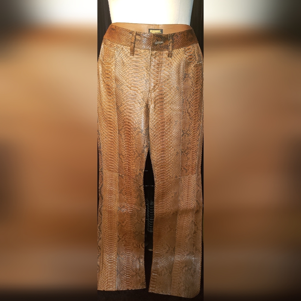 Manual genuine Python snakeskin reptile  brown cognac pants trouser. - Picture 10 of 16